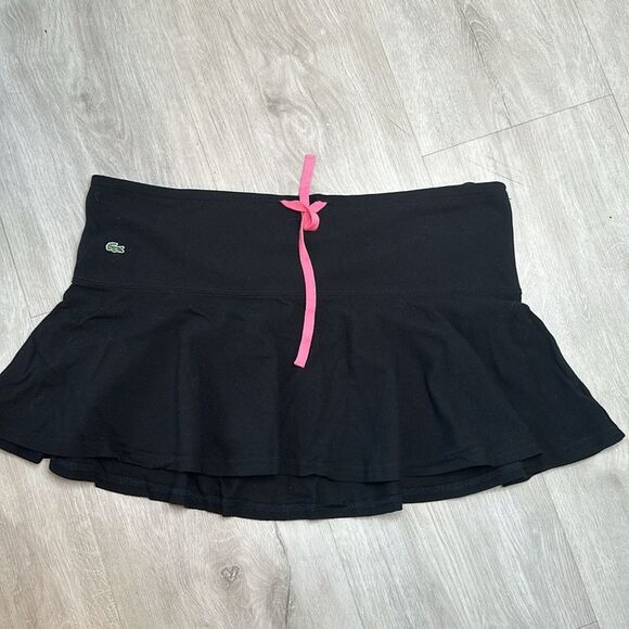 LACOSTE Y2K BLACK SKIRT with pink drawstring NWT  size 10 - Picture 5 of 8
